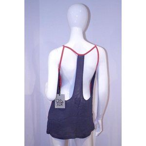 CHASER Los Angeles COLOR BLOCK Tank Top LOOSE M Grey Pink